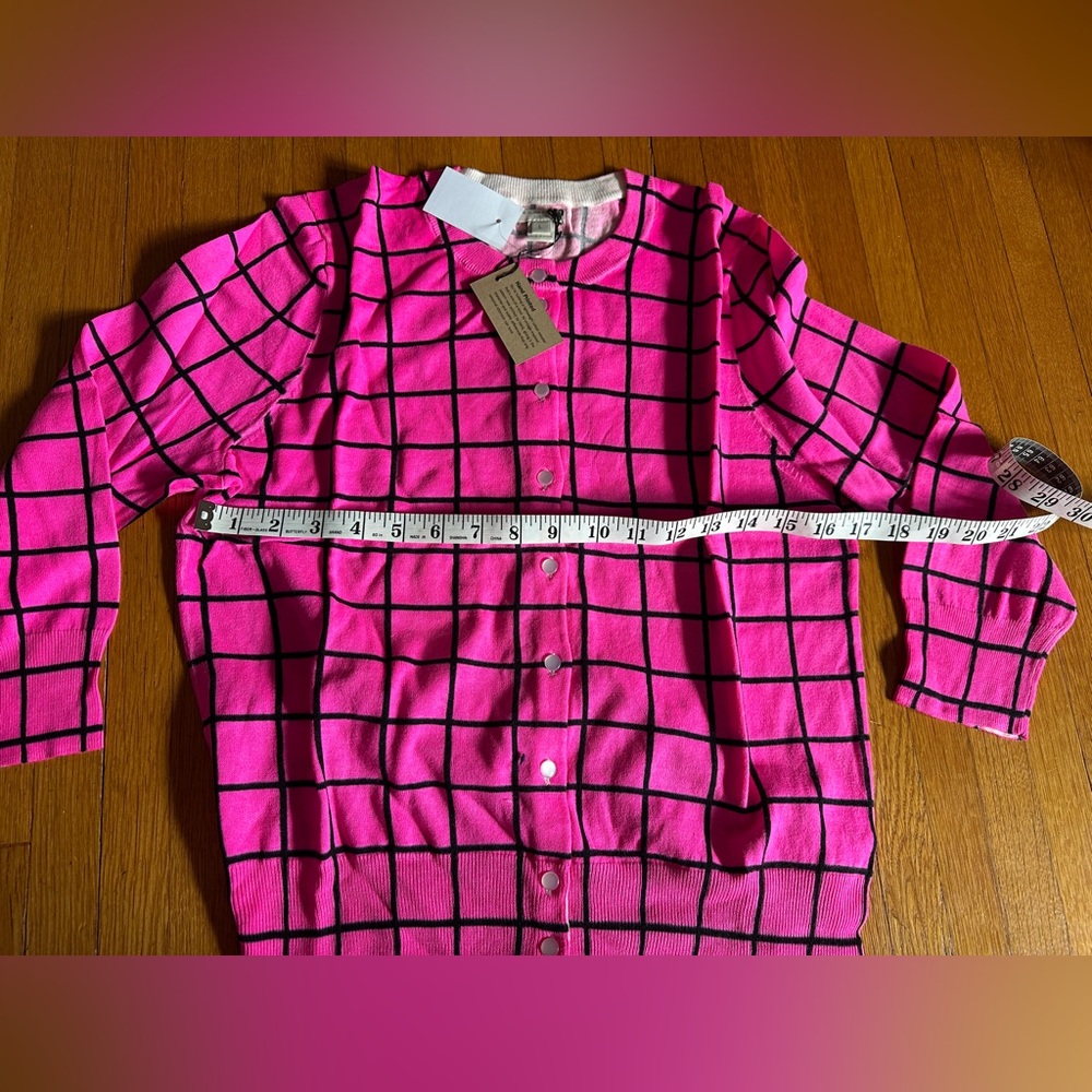 2013 J. Crew Factory Claire Cotton Cardigan in Fuchsia Window, Size L, NWT - Picture 6 of 11